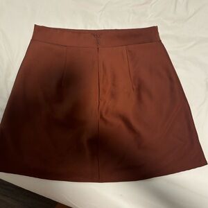 Brown satin mini skirt